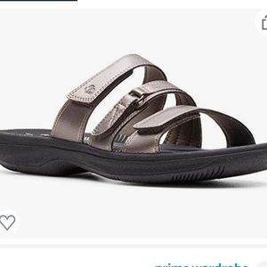 Clark’s Brinkley Coast slides, pewter, Sz 6